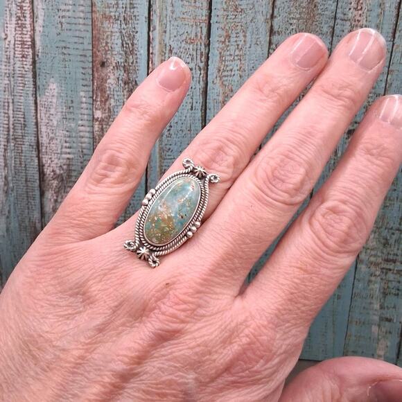 This item is unavailable - Etsy Rare Dry Creek Turquoise Ring Size 4-8 Men or Women Sterling Silver Southwestern